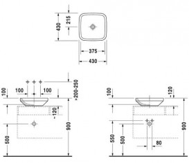 Раковина для ванної Duravit DuraStyle 43х43 см кераміка білий 0349430000