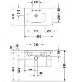 Раковина для ванної Duravit DuraStyle 80х48 см кераміка білий 2325800000