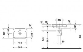 Раковина для ванной Duravit Happy D.2 подвесная 50х36 см керамика белый 0709500000