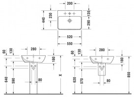 Раковина для ванної Duravit ME by Starck 55х44 см кераміка білий Alpin 2335550000