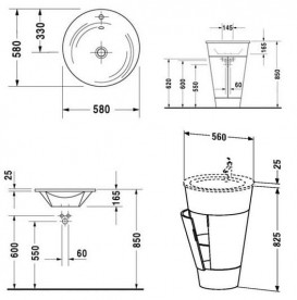 Раковина для ванной Duravit Starck 1 накладная Ø58 см керамика белый 0406580000