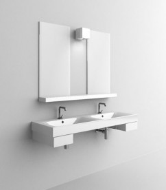 Раковина для ванной двойная Kerasan Cento подвесная/накладная 140х45 см белая 353601