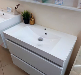 Раковина для ванної Fancy Marble Amelia 89,4х45, 7 см штучний камінь білий матовий 0709103