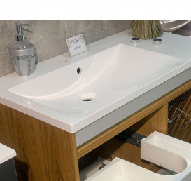 Раковина для ванной Fancy Marble Amelia 90,1х46 см левая искусственный камень белый матовый 0709203