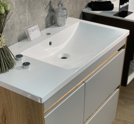 Раковина для ванной Fancy Marble Amelia 90,1х46 см правая искусственный камень белый матовый 0709303