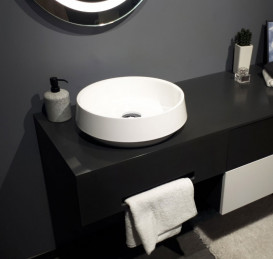 Раковина для ванної кімнати Fancy Marble Diana Ø42 см штучний камінь білий матовий 4904103