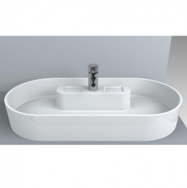 Раковина для ванної Fancy Marble Lika 90х44 см штучний камінь білий матовий 8009103