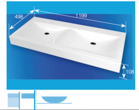 Раковина для ванної Fancy Marble Lily подвійна 119,9х49, 8 см штучний камінь білий матовий 4212203