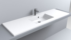 Раковина для ванной Fancy Marble Linda 150х50 см искусственный камень белый матовый 9515103