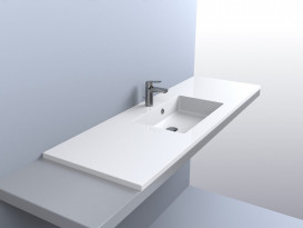 Раковина для ванної Fancy Marble Linda 150х50 см штучний камінь білий 9515101