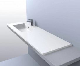 Раковина для ванной Fancy Marble Linda 150х50 см левая искусственный камень белый 9515301