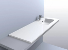 Раковина для ванной Fancy Marble Linda 150х50 см правая искусственный камень белый 9515401