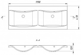 Раковина для ванної Fancy Marble Lucia подвійна 120х48 см штучний камінь білий матовий 1312103