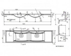 Раковина для ванной Fancy Marble Lucia1200D двойная 120х48 см искусственный камень белый 1312101
