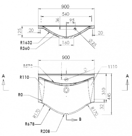 Раковина для ванной Fancy Marble Lucy 90х44,5 см искусственный камень белый матовый 2009103