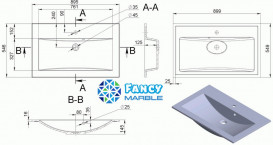 Раковина для ванной Fancy Marble Mikaela 89,9х54,9 см искусственный камень белый матовый 3709103