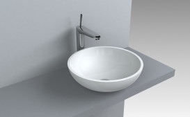 Раковина для ванної Fancy Marble Mona Ø42 см штучний камінь білий матовий 0304103