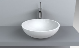 Раковина для ванної Fancy Marble Mona Ø42 см штучний камінь білий матовий 0304103