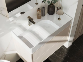 Раковина для ванной Fancy Marble Optimus 950 искусственный камень белый глянцевый 9909101