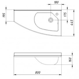Раковина для ванной Fancy Marble Patricia 80х44,5 см правая искусственный камень белый матовый 6608403