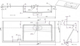 Раковина для ванної Fancy Marble Peggy 125х50 см правий штучний камінь білий 3613401