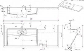 Раковина для ванної Fancy Marble Peggy 125х50 см ліва штучний камінь білий матовий 3613303
