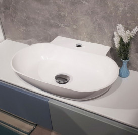 Раковина для ванної Fancy Marble Ruff 55х39 см штучний камінь білий 9406101