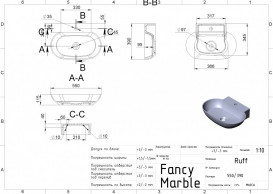 Раковина для ванної Fancy Marble Ruff 55х39 см штучний камінь білий 9406101