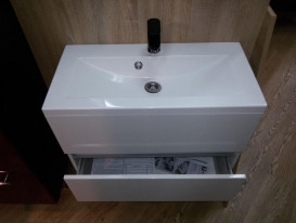 Раковина Fancy Marble Selina 80х35 см штучний камінь білий матовий 5208103