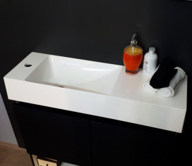 Раковина для ванной Fancy Marble Trill 80,9х25,7 см левая искусственный камень белый 8708301