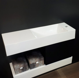 Раковина для ванной Fancy Marble Trill 80,9х25,7 см правая искусственный камень белый 8708401