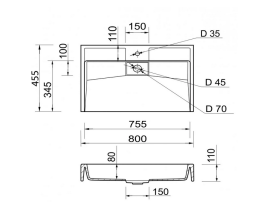 Раковина для ванной Fancy Marble Vitold 800 искусственный камень белый глянцевый 11408101