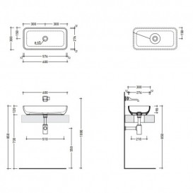 Раковина для ванной Flaminia Pass накладная белый PS60A