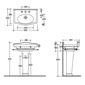 Раковина для ванної Galassia Ethos настінна з отвором під змішувач з переливом білий 8432M
