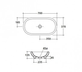Раковина для ванної Galassia М2 врізна без отвору під змішувач без переливу білий 2034