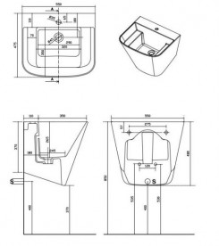 Раковина для ванної Galassia Meg11 підвісна з отвором під змішувач без переливу білий 5482