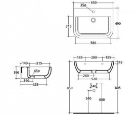 Раковина для ванної Galassia Xes підвісна з отвором під змішувач c переливом білий 9921