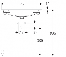 Раковина для ванной Geberit Acanto 75 см встраиваемая санфарфор белый 500.641.01.2