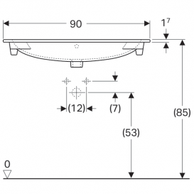 Раковина для ванної Geberit Acanto 90 см вбудована без отвору для змішувача санфарфор білий 500.643.01.2
