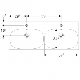 Раковина для ванної Geberit Acanto подвійна з отворами для змішувача санфарфор білий  500.627.01.2