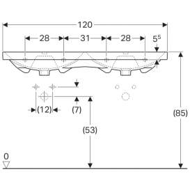 Раковина для ванної Geberit Acanto подвійна з отворами для змішувача санфарфор білий  500.627.01.2