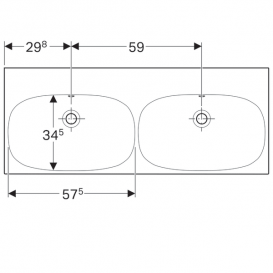 Раковина для ванной Geberit Acanto двойная без отверстия для смесителя санфарфор белый 500.628.01.2