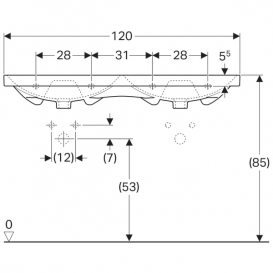 Раковина для ванной Geberit Acanto двойная без отверстия для смесителя санфарфор белый 500.628.01.2