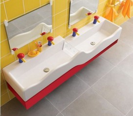 Раковина для ванной Geberit Bambini для детей правая 180х41,5 см Varicor альпин белый 430050016