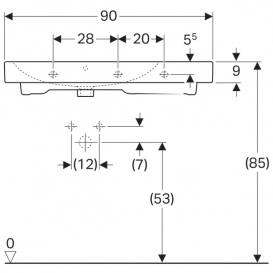 Раковина для ванной Geberit iCon 90 см с декоративной чашей справа санфарфор белый 124190000