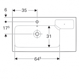 Раковина для ванной Geberit iCon 90 см с декоративной чашей справа санфарфор белый 124190000