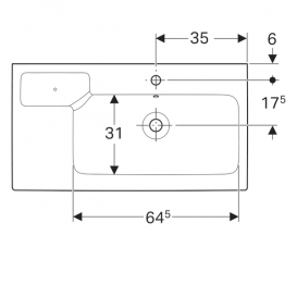 Раковина для ванної Geberit iCon 90 см з декоративною чашею зліва санфарфор білий 124195000