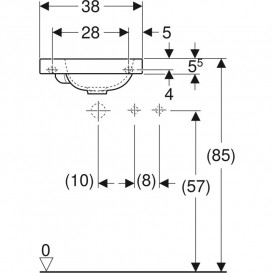 Раковина для ванной Geberit iCon Light 28х38 см с отверстием под смеситель слева санфарфор белый 501.831.00.1
