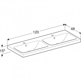 Раковина для ванной Geberit iCon Light 120x48 см двойная с отверстиями под смеситель санфарфор белый 501.838.00.1