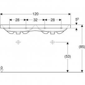Раковина для ванної Geberit iCon Light 120x48 см подвійна без отворів під змішувач білий санфарфор 501.838.00.3